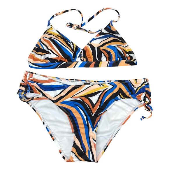 NWT Hurley Sand Dunes Multi Color 2 Piece Bikini Swimsuit Women’s Size Large - Picture 2 of 7
